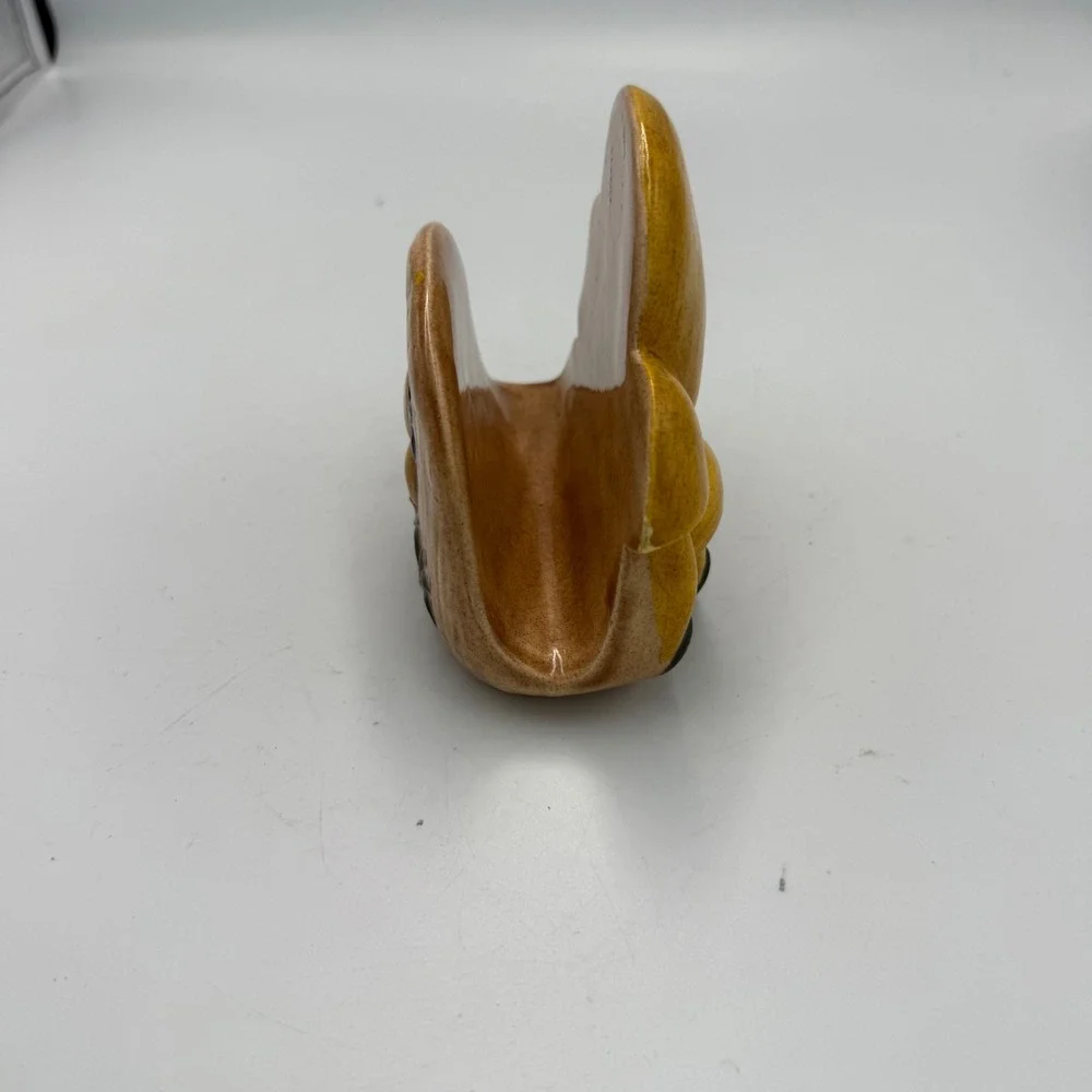 Vintage 70s Ceramic Mushroom Napkin Holder Yellow Brown Retro Kitchen Decor
